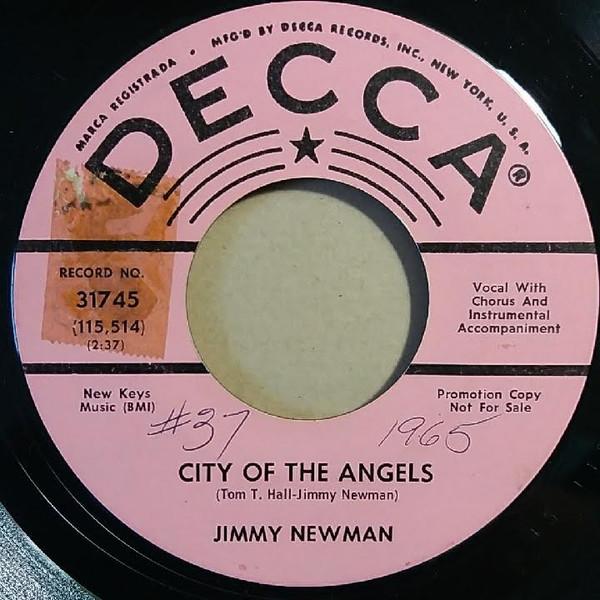 7inch Record JIMMY C. NEWMAN - City Of The Angels 31745 Decca 1965 US Folk Used