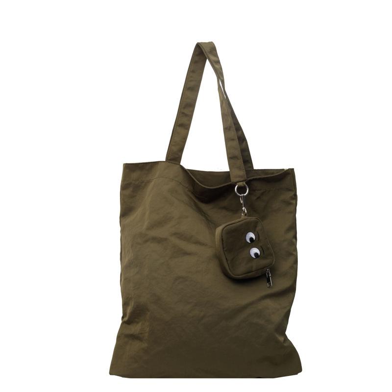 2025 новая персонализированная складная сумка для хранения в виде маленького монстра, большая вместительная сумка из цветной ткани с вышивкой, легкая сумка-тоут