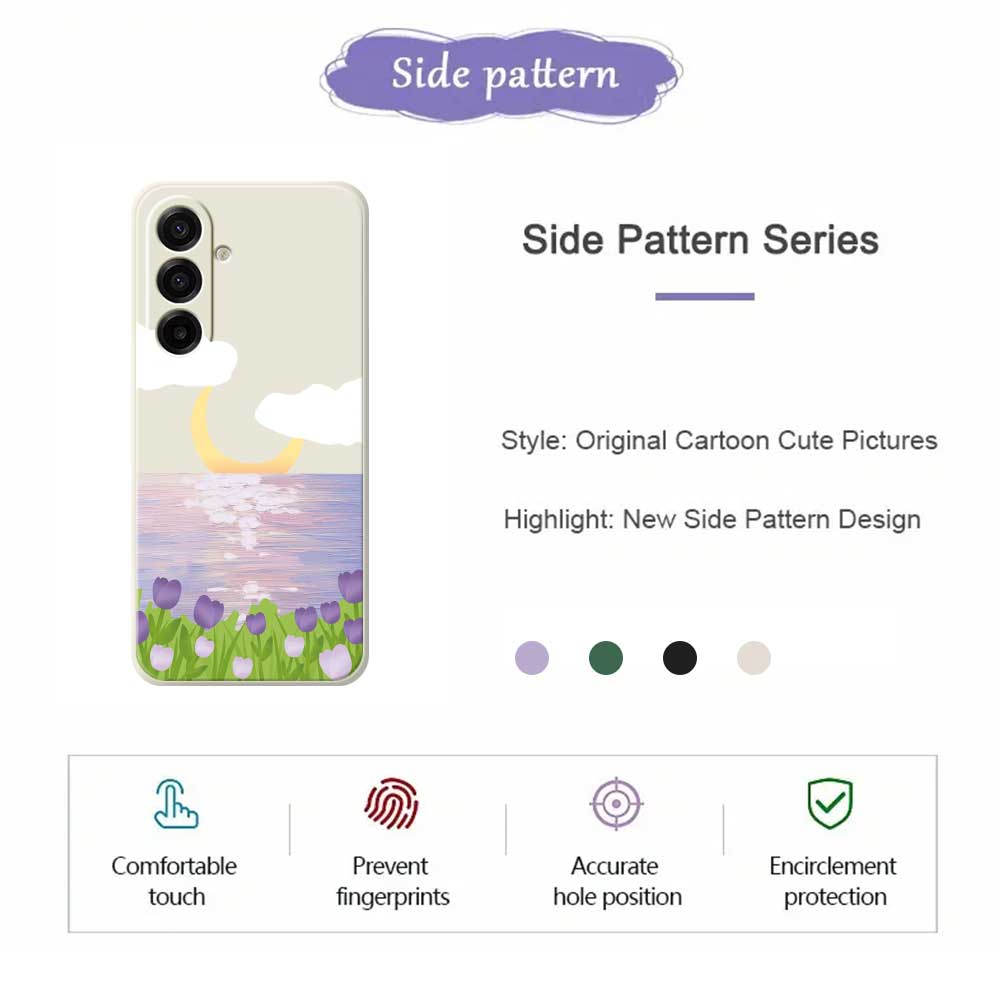 For Samsung Galaxy A17 5G Case Flowers and Sea Pattern Printing Straight Edge TPU Phone Back Cover