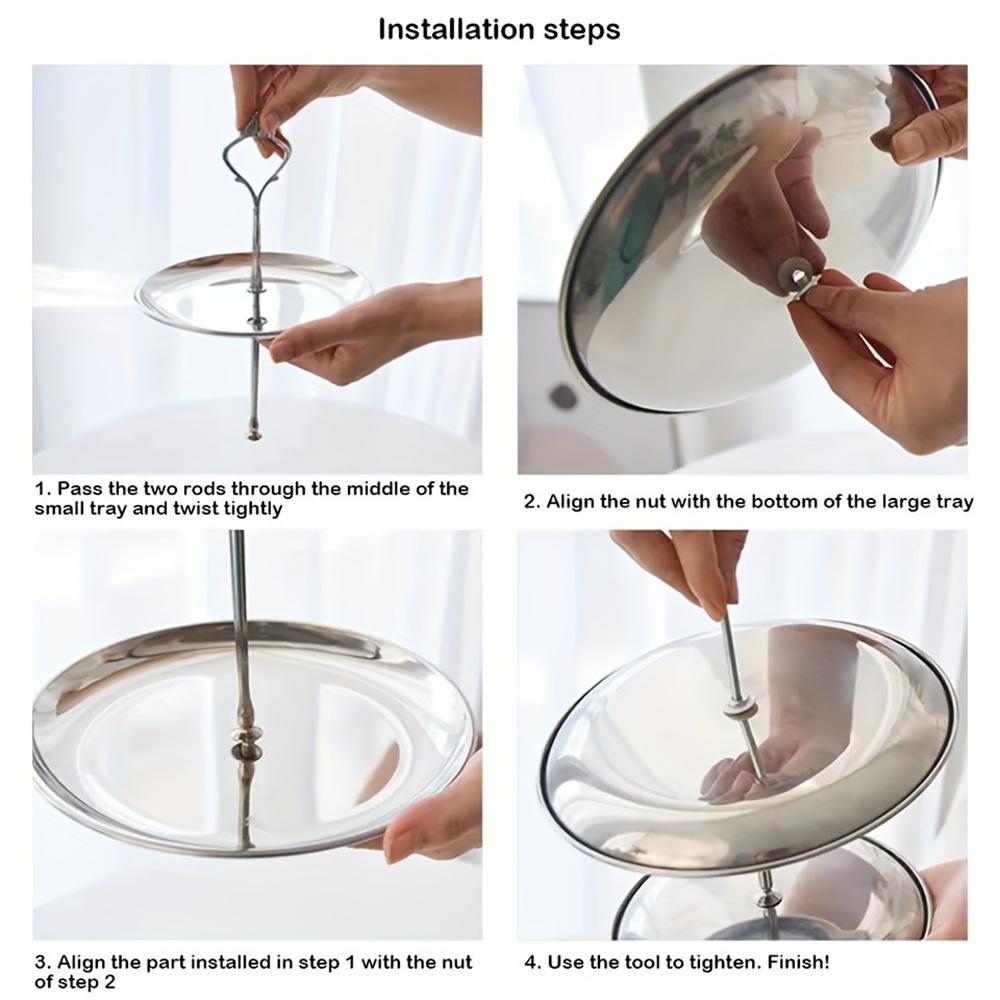 1 шт. Многоярусная подставка для десертов из нержавеющей стали, поднос для фруктов, подставка для десертного стола, стойка для закусок, двухъярусная-