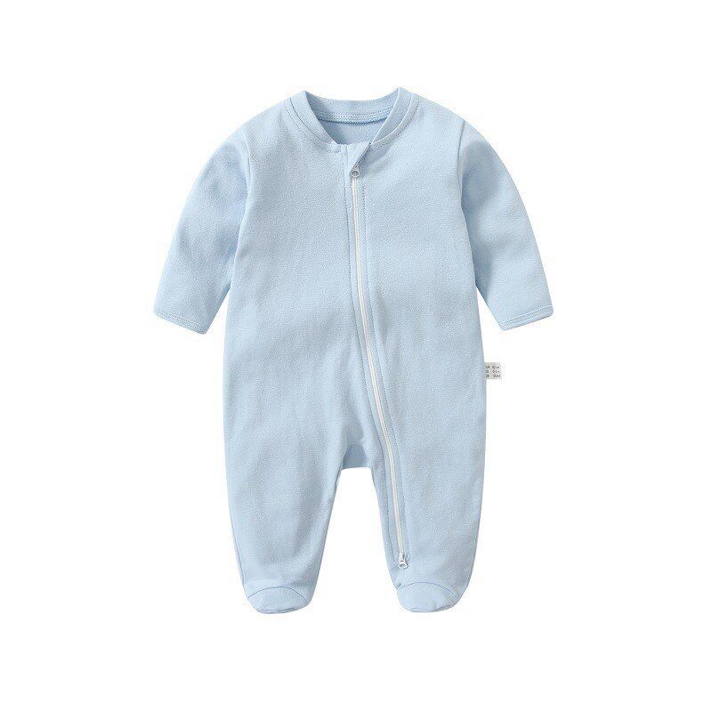 Category a Spring and Autumn Baby Romper with Double Zipper, Long-Sleeve Jumpsuit with Covered Hands and Feet