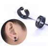 2pieces Punk Titanium Steel Ear Clip Earrings For Men Women Print Pattern Black No Pierced Fake Ear Circle New Pop Jewelry
