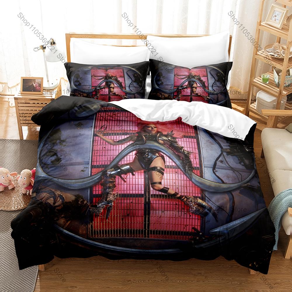 Pop Music Bedding Set 3Pcs The Chromatica Ball Tour Exquisite Singer Print Stylish Home Decor For Gaga Collectors