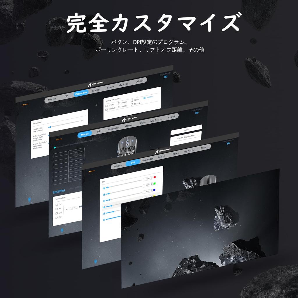 ATTACK SHARK R2 Gaming Mouse Magnesium Alloy Wireless PAW3950 8000hz Wired 42000DPI 45g Ultra Lightweight Optical Micro Switch Coiled Cable Included