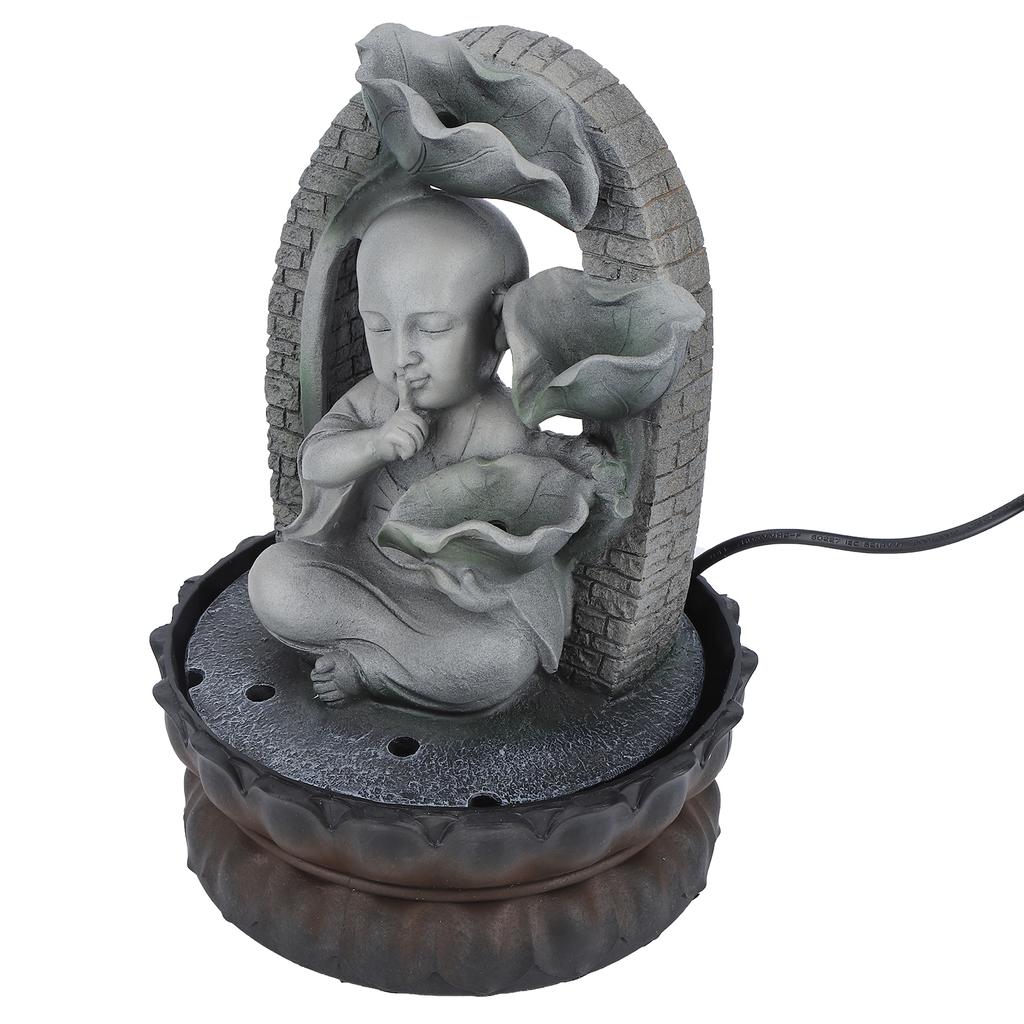 Светодиодный смоляной Будда, настольный водопад, фонтан, расслабляющее внутреннее украшение для домашнего офиса, вилка США 110 В