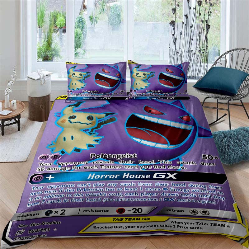 Pokémon Charizard Print 3-Piece Bedding Set — 10 Sizes Available — King-Size Pillowcases, Adult Bedspread, Bedroom Bedding Set