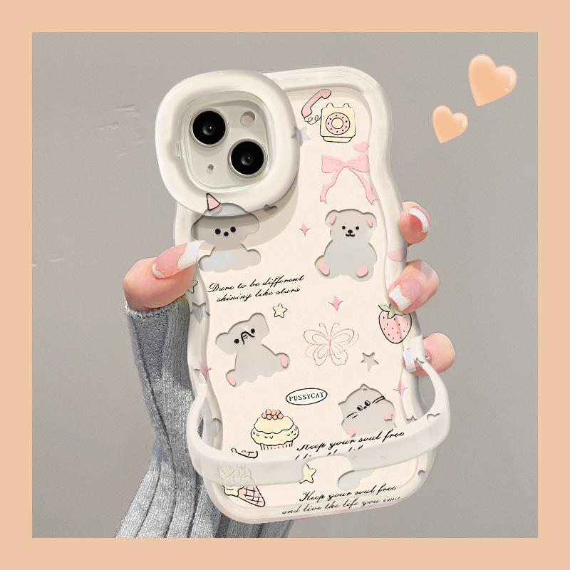 Подходит для Apple 15plus Чехол для мобильного телефона iPhone 14pro Cute Hollow Koala 13 Невидимый двойной кронштейн Силиконовый X