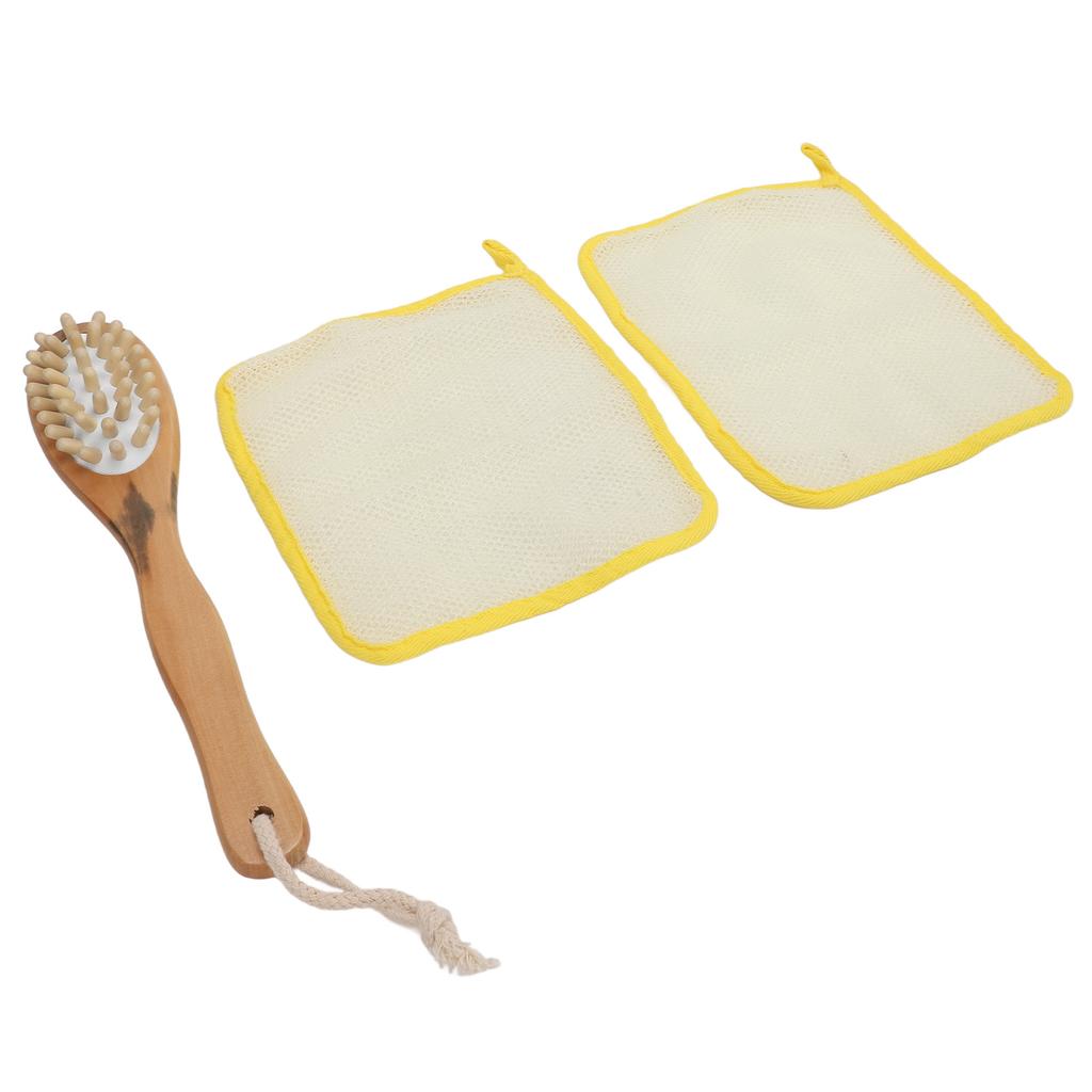 Набор из 2 отшелушивающих полотенец для душа с массажным полотенцем и двухсторонней длинной ручкой для ванны