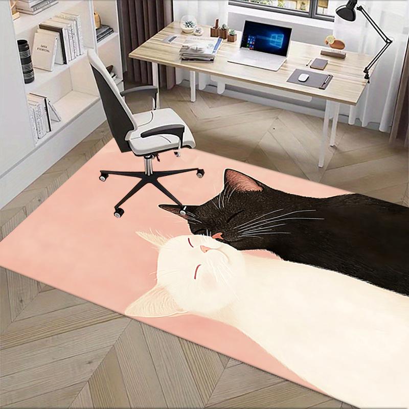 Милая черно-белая тематическая кошачья подкладка на стул: Офисный ковер, большой ковер для домашнего декора, чехол на диван, идея для подарка, подходит для спальни, гостиной