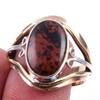 Натуральный обсидиан махагони драгоценный камень серебро 925 пробы двухцветное кольцо размер 9 E0b02
