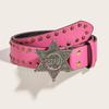 Width 3.3cm Hip-hop Retro Ladies Belt Gothic Punk Five-pointed Star Buckle Pu Leather Girdle Rock Y2k Popular Red Waistband