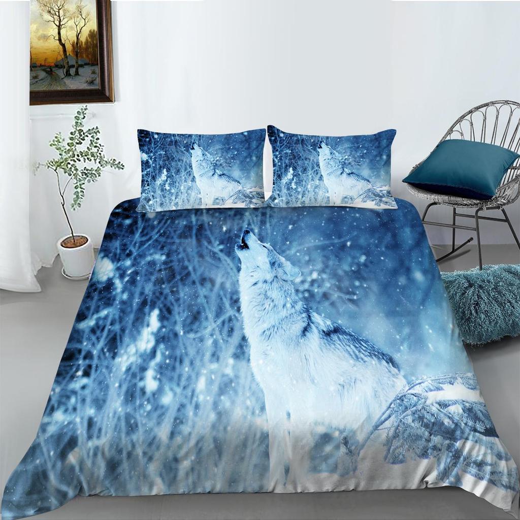 Комплект постельного белья 3D Wolf Series с жестоким лесным животным, пододеяльник, наволочка, 2 или 3 предмета, ткань из микрофибры, удобное украшение для дома