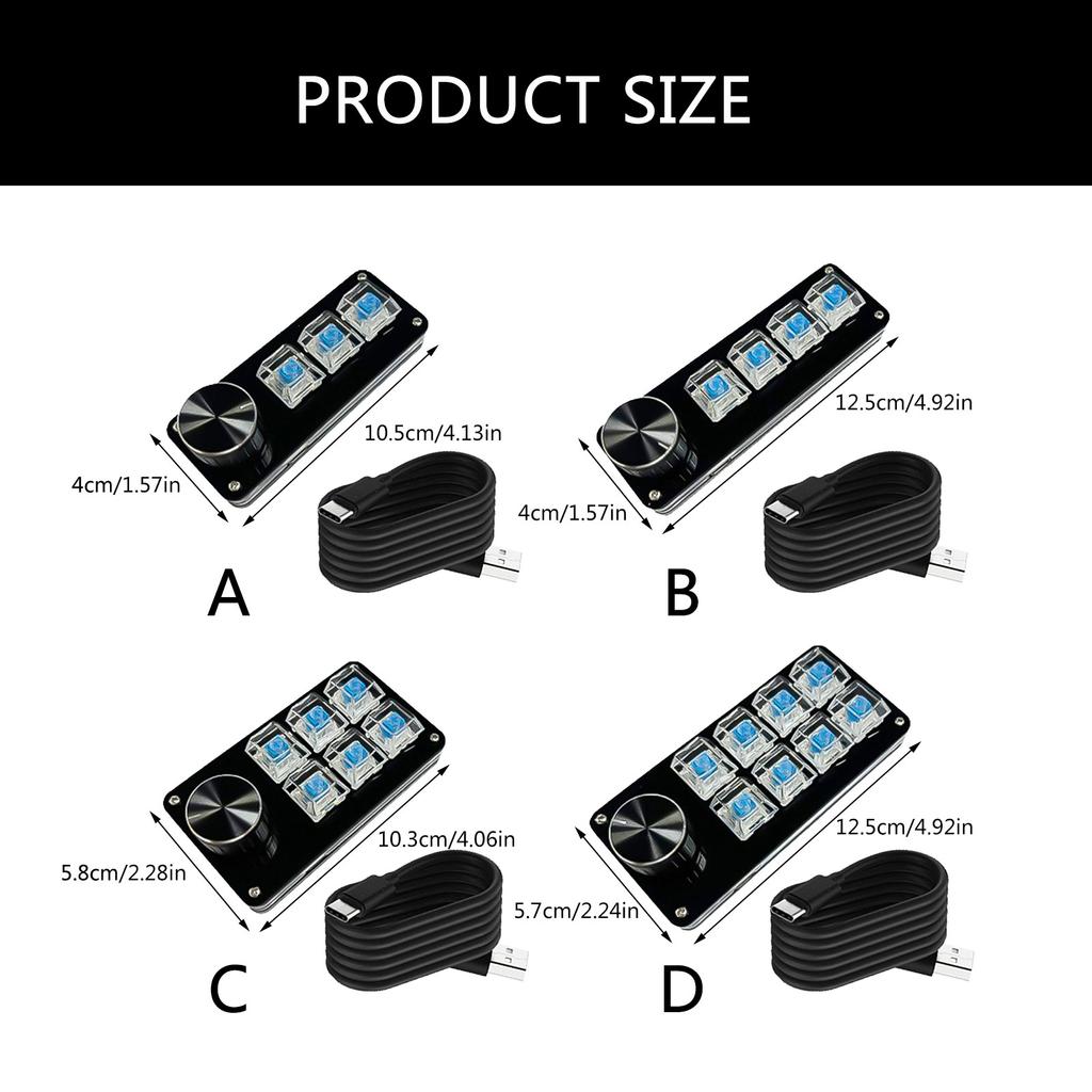 Программируемая макро-клавиатура с настраиваемой ручкой, 3/4/6/8 клавиш, механическая игровая клавиатура с переключателями с возможностью горячей замены