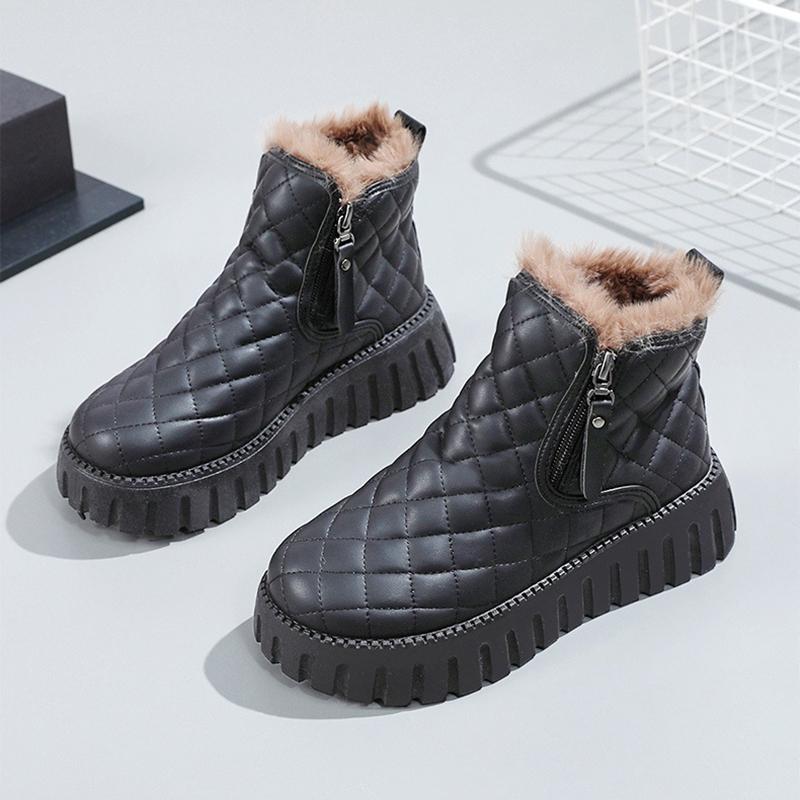 Осенние и зимние зимние ботинки с плюшевыми хлебными ботинками, толстые подошвы для увеличения роста, короткие зимние ботинки из хлопка, теплая хлопковая обувь