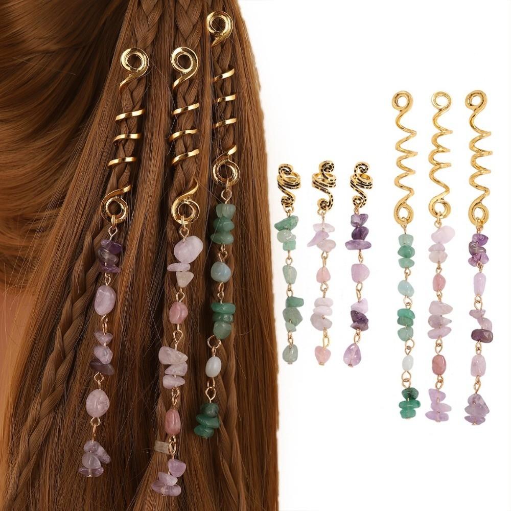 2Pcs/Set Vintage Ethnic Style Spiral Dreadlock Hair Clip Pendant Hair Loop Women Dreadlock Styling