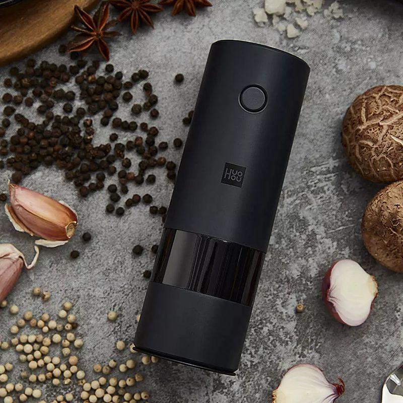 Xiaomi HUOHOU Автоматическая электрическая мельница для перца, соли, светодиодная подсветка, 5 режимов, фарфоровая мельница для специй, керамическая мельница
