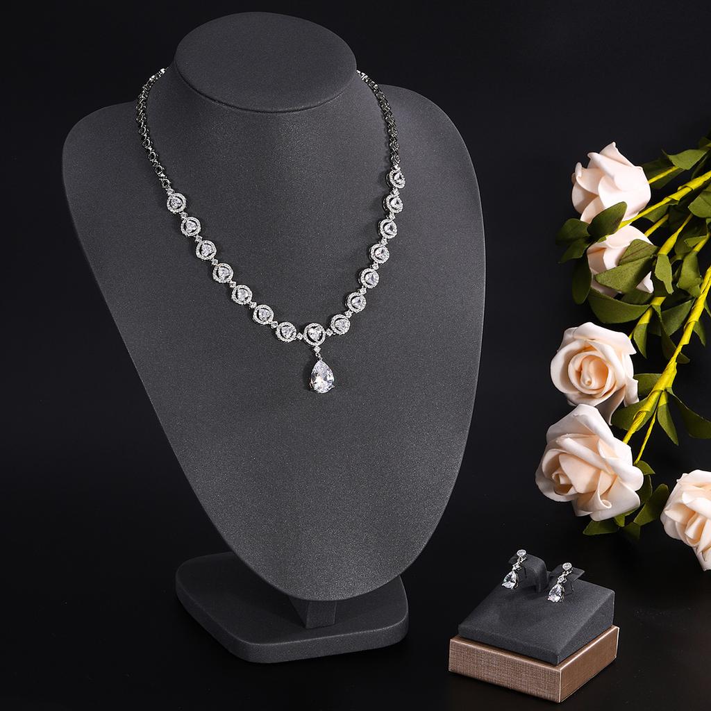 Ювелирные изделия в европейском и американском стиле, ожерелье с каплями воды из циркона, женственное свадебное платье, высококачественные свадебные украшения, комплект сережек-гвоздиков