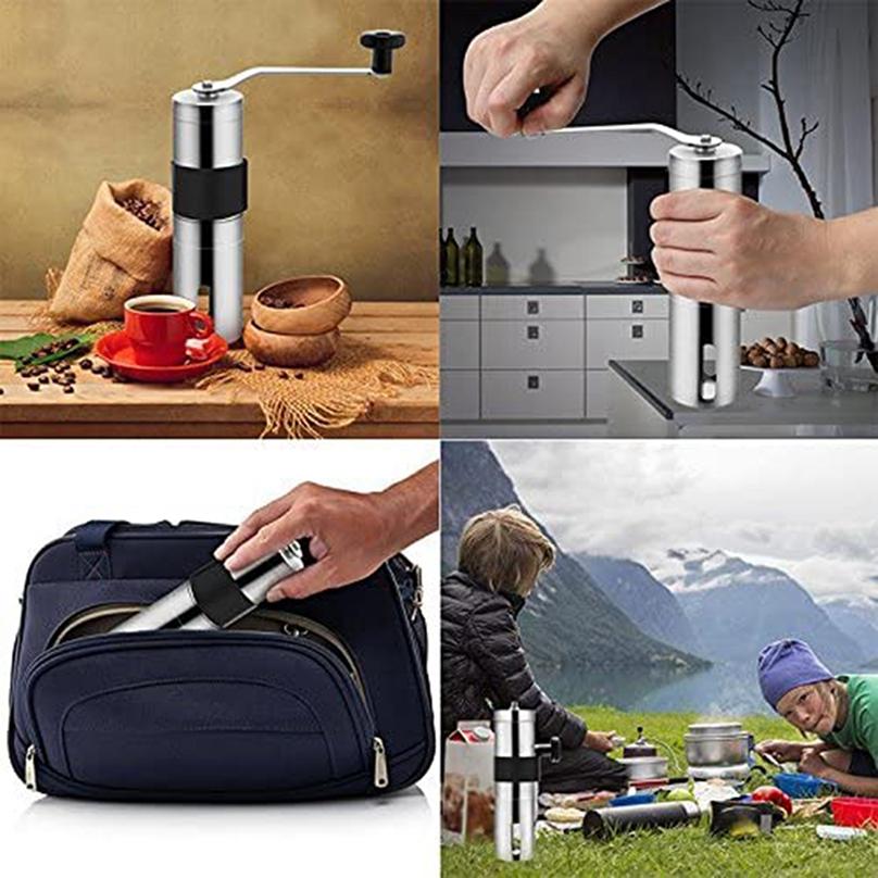 Профессиональная регулируемая ручная кофемолка из нержавеющей стали 304, портативная кофемолка