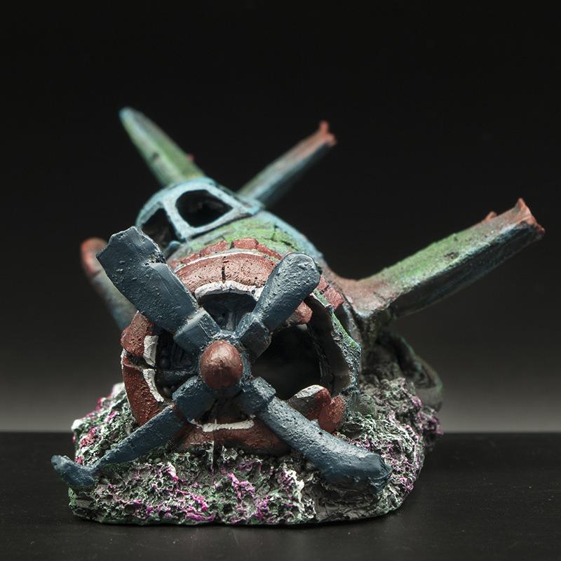 1 шт. искусственный обломок самолета, украшение, укрытие, домик, смоляное ремесло для аквариума, ландшафтного дизайна, украшения для аквариума, водные принадлежности