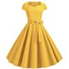 Women's Fashion Casual Slim Fit Solid Colour  Vintage Dress With Belt With Large Hem