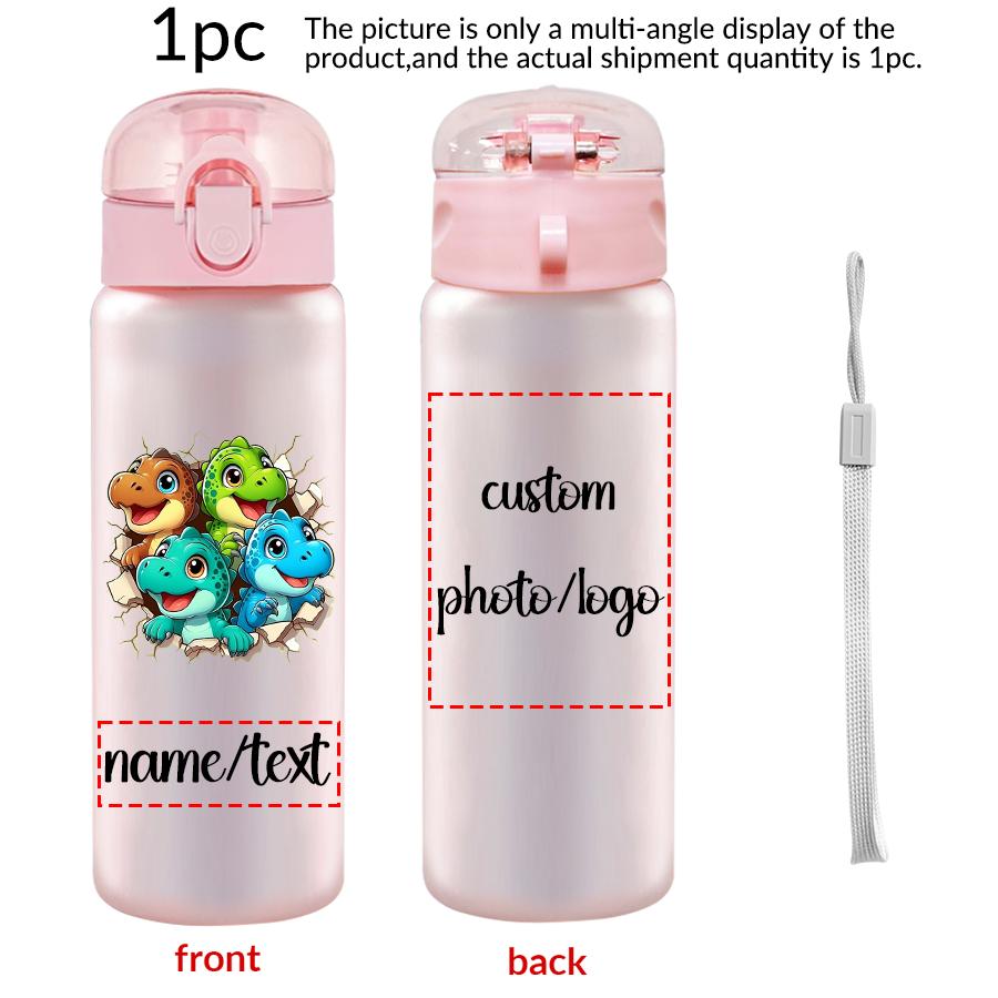 1pc Custom Back to School Brown Green Cyan Blue Dinosaur Pattern 780ml/26oz Plastic Water Bottle Outdoor Travel Sports Cup