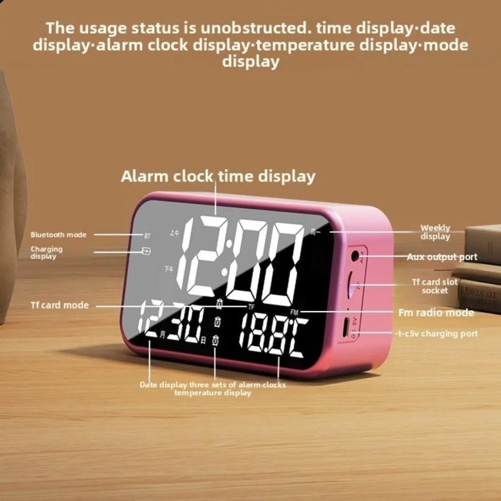 Large Mirror Alarm Clock Rechargeable Electronic Clock Smart LED Display Clock Travel