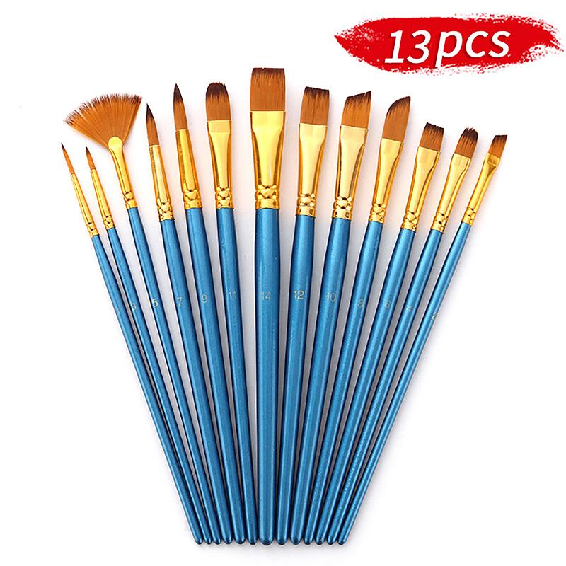 New 13Pcs Painting Brushes Set Artist Painting Brush for Oil Acrylic Watercolor Gouache Paint Professional Artist Supplies