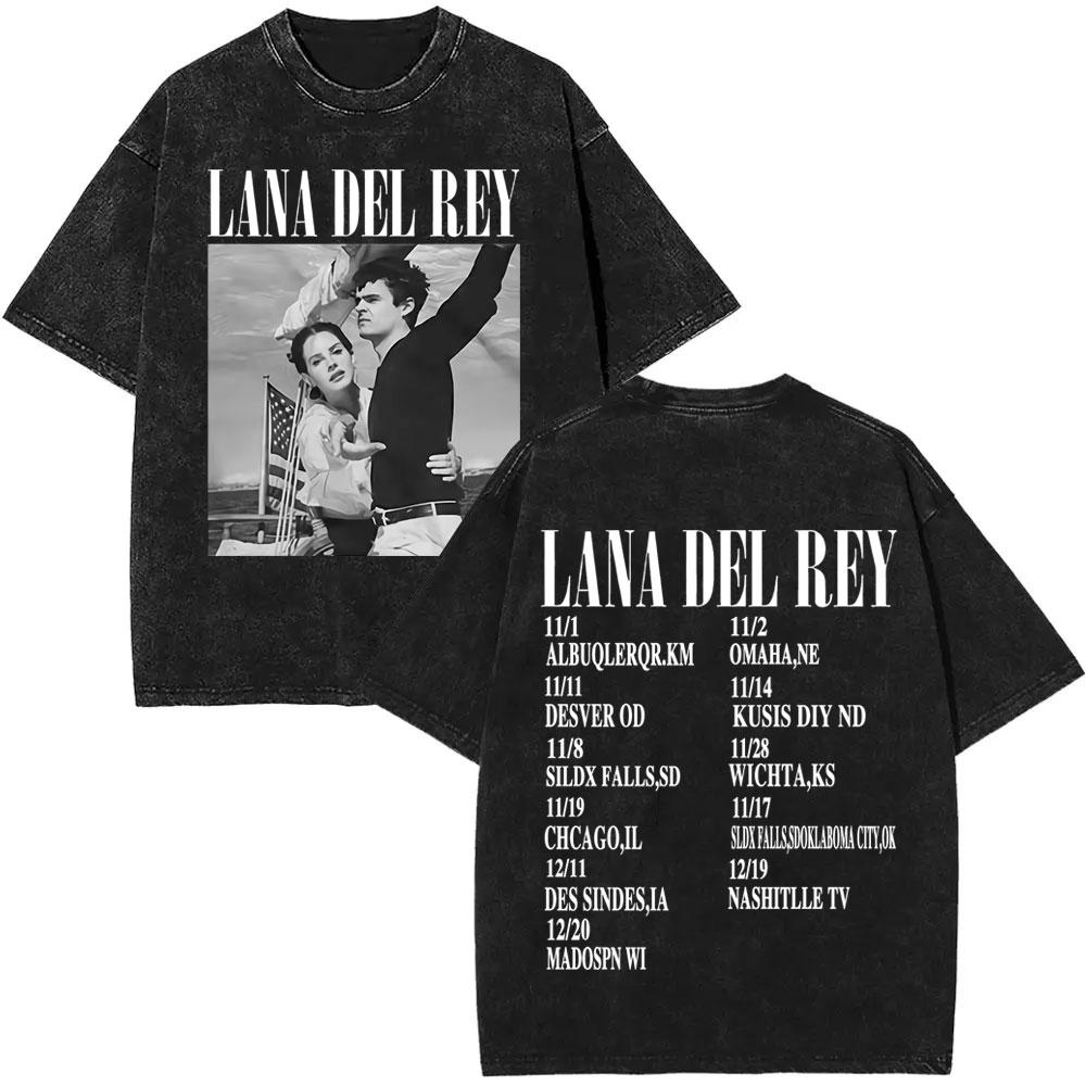 Washed Vintage WashedLana Del Rey Tour Tshirt Men Women Hip Hop Fashion Pop Music Tshirts Unisex Casual Cotton T Shirts