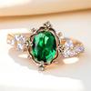 Милое женское кольцо с зеленым цирконом золотого цвета, свадебное украшение, кольца для помолвки для женщин