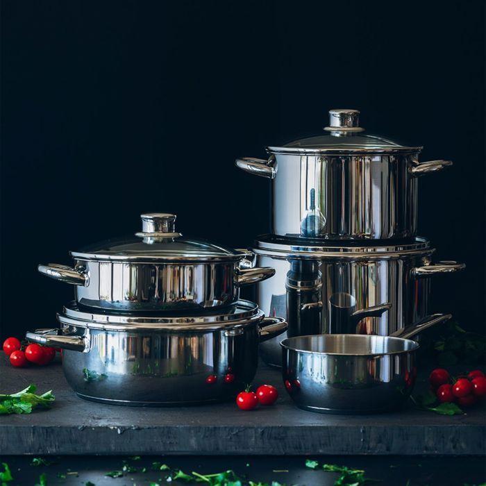 Batterie de cuisine - MONIX - Optima 2 - Acier inoxydable - Compatible induction - Économie d'énergie