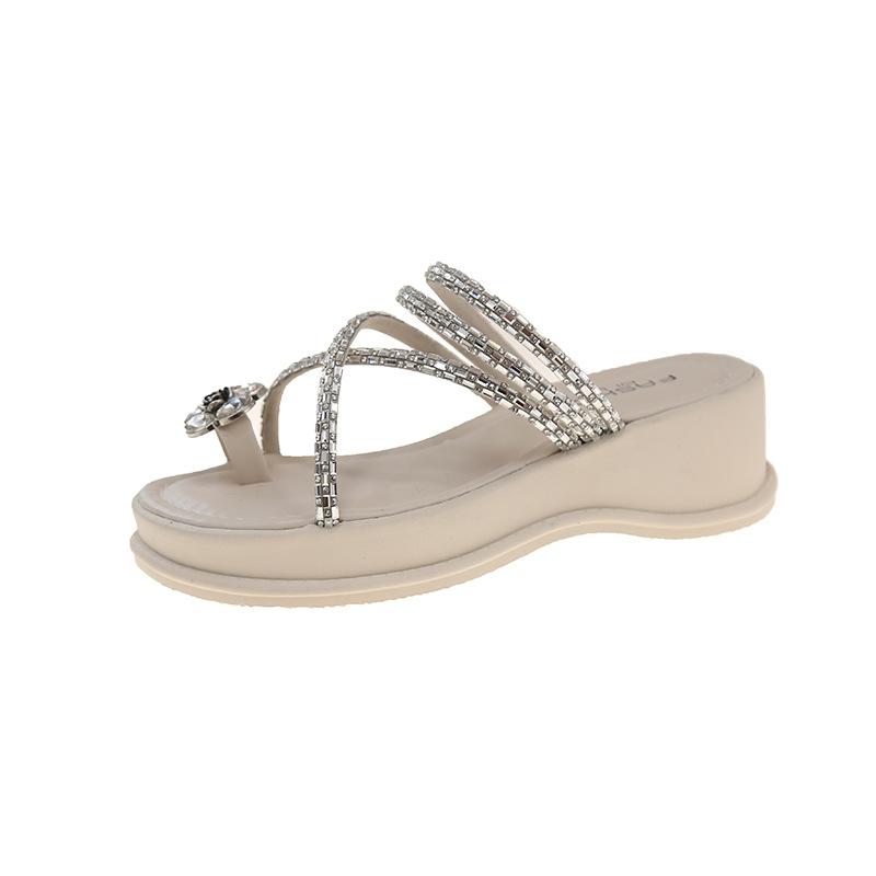 Тапочки с толстым носком, корейская версия новых классных тапочек с толстым носком летом 2025 года, женские модные тапочки с открытым носком