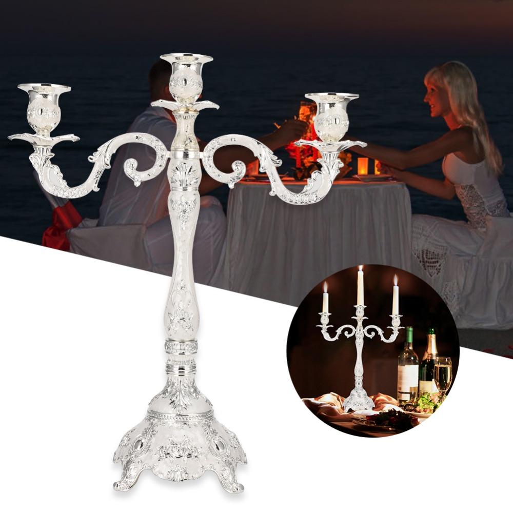 1pcs Zinc Alloy Candle Holder 3 Arm 3 Arm Candle Holder Retro Metal Candelabra Home Decor
