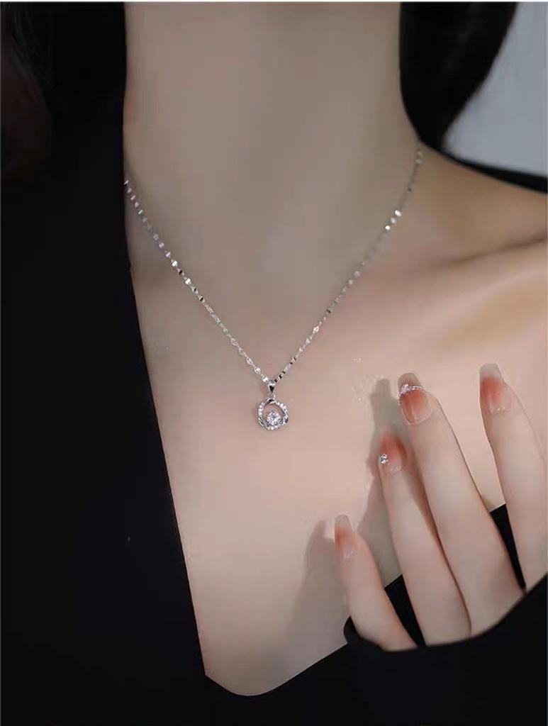 Ожерелье из стерлингового серебра с подвеской в виде кольца Мёбиуса и модной цепочкой с цветком на ключицу