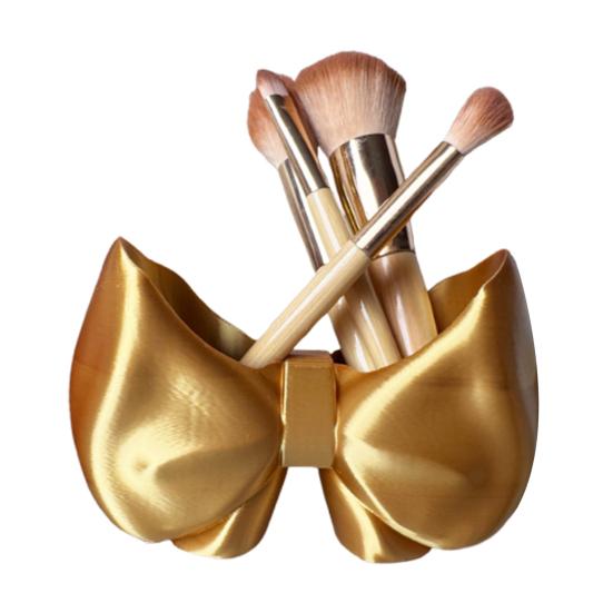 Cute Bow Toothbrush Holder Makeup Brush Organizer Bow Shaped Brush Stand Comb Pen Pencil Container for Bathroom Vanity Countertop