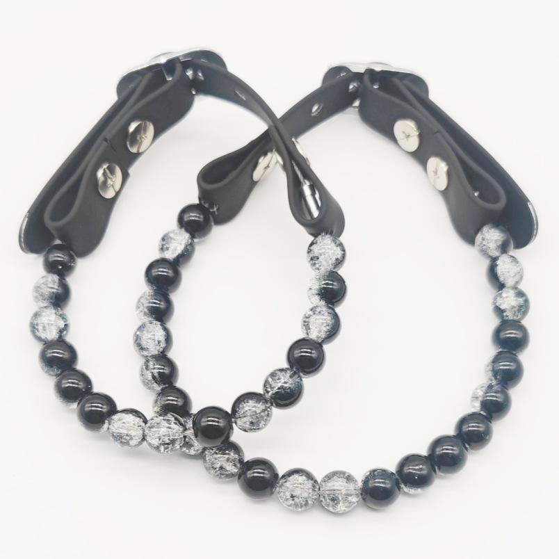 Fashion Pet Beaded Necklace Adjustable Transparent Glass Dog Cat Pearl Collar
