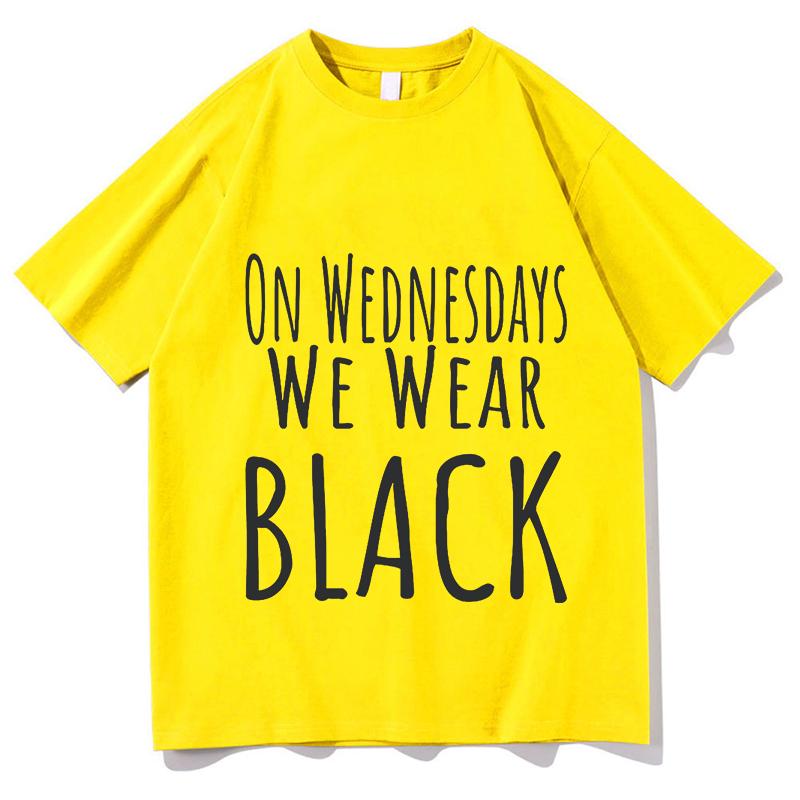 2026 New On Wednesday We Wear Black Tshirts Summer Unisex Pure Cotton Fashion Tees Unisexs Unisexs Outdoor Sports Crew Neck Tops