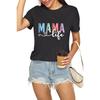 Хлопковые футболки с принтами Mama & Mom для женщин - Футболки с круглым вырезом и коротким рукавом с принтами Mama_Mom и золотым фольгированием