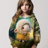 Woodland Sheep 3D Print Girls Casual Pullover Long Sleeve Sweatshirt Active Loose Hoodie Tops Party Gift