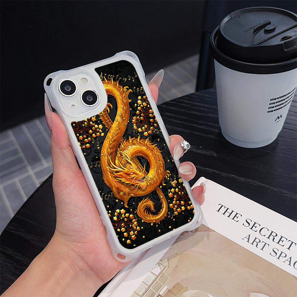 Ae77 Dragon Design Art Soft Phone Cases for iPhone 16 15 14 13 12 11 Pro Max 7 8 Plus XR XS Max with Wrist Strap Lanyard Corner Protection Back Cover