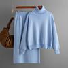 Women's Turtleneck Sweater Knit Skirt Two-piece Set Autumn Winter Knit Suit Knitted Pencil Skirt Turtleneck Sweater Skirt Set