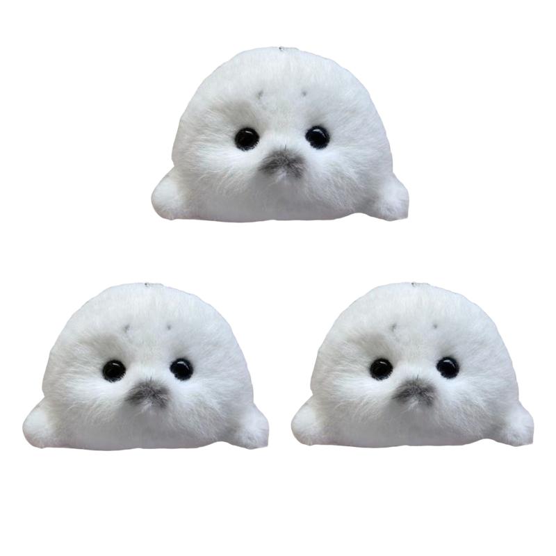 Cute Seal Plush Keychain Soft Kawaii Seal Plushies Animal Pendant Fashion Stuffed Doll Keyring Car Key Accessories Car Ornaments