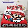 Mario Cartoon Pattern Bedding Home Decoration Birthday Gift ( 1 duvet cover + 2 pillowcase, without core),fan merchandise.