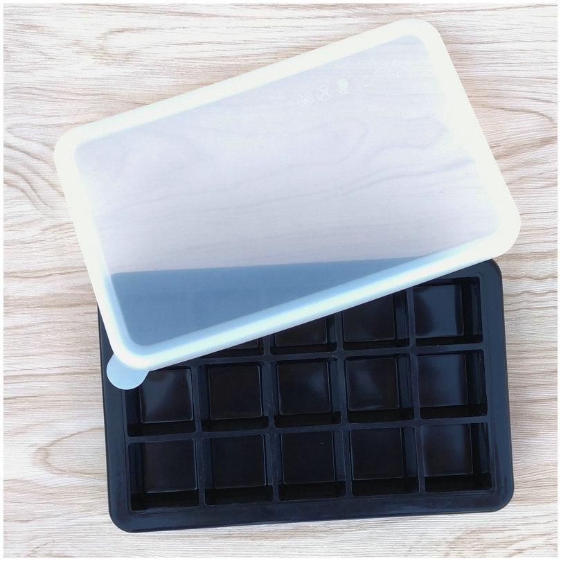 Platinum Grade Silicone Ice Tray with Lid - 15 Grid Baby Food and Ice Cube Mold