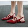 Women Sandals Summer Shoes Woman Flats Double Buckle Mary Janes Shoes Patent Leather Dress Shoes Back Strap Zapatos Mujer