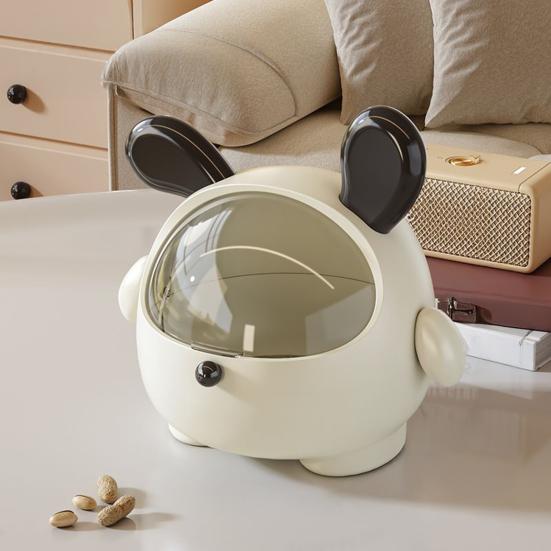 Desktop Storage Box Trash Can with Transparent Lid Large Capacity Cartoon Shape Cute Multi-Function Garbage Can