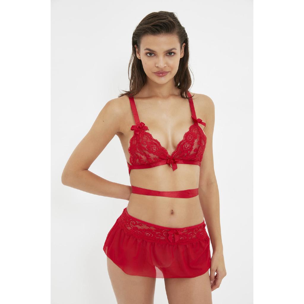 Черный кружевной комплект нижнего белья без чашек Thmaw22au0328