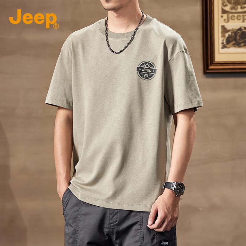 Jeep Мужская летняя свободная футболка из чистого хлопка