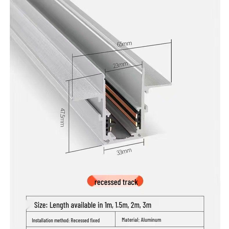 Чисто-белый магнитный трековый светильник для встраиваемого и поверхностного монтажа - LED, Не требует подвесного потолка