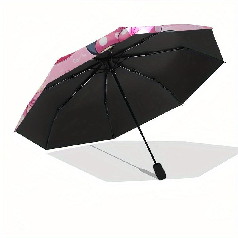 Disney Minnie Mouse, Pink Theme Themed automatic opening and closing folding umbrella, portable - durable, 8-rib umbrella frame, very suitab