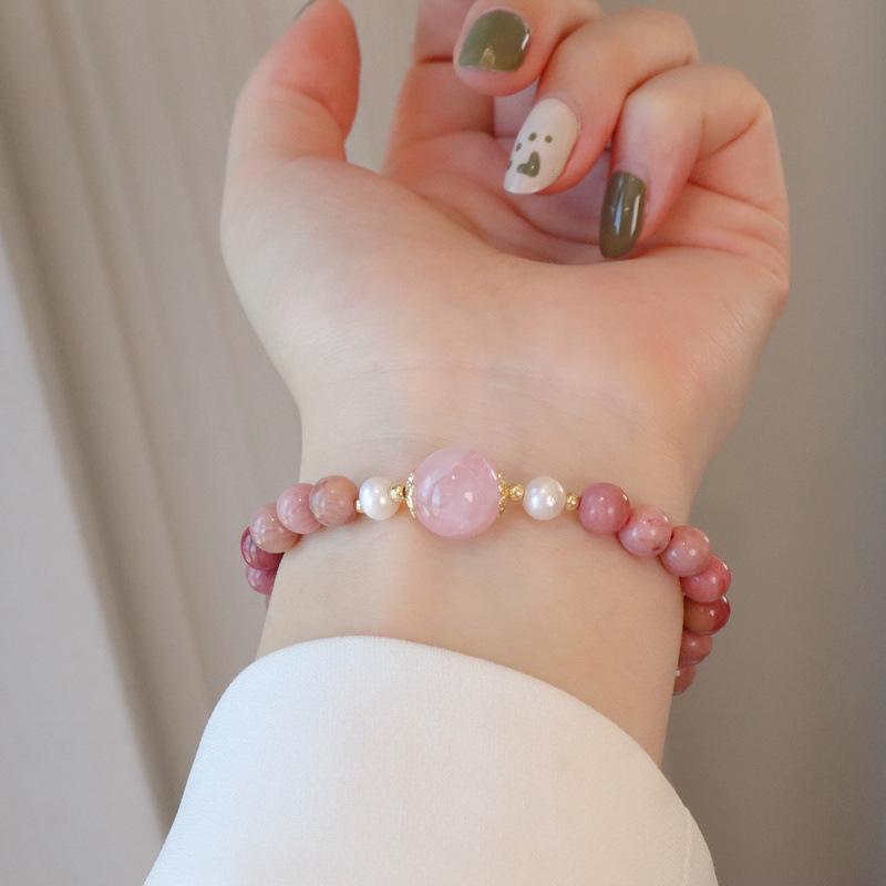 Женское дофаминовое ожерелье из бусин с родохрозитом и красным агатом из меди с золотым покрытием для моды и элегантности